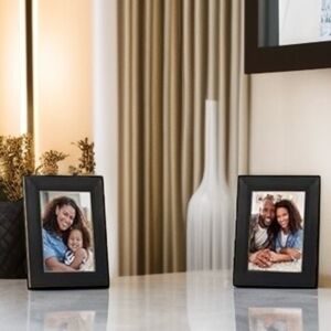 Americanflat Black Picture Frame Set 2 Silver Trim Wall/ Table Top Photo Display
